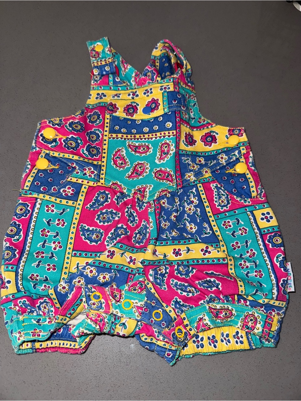 Vintage rainbow Gymboree Patchwork Paisley Romper 90’s infant size